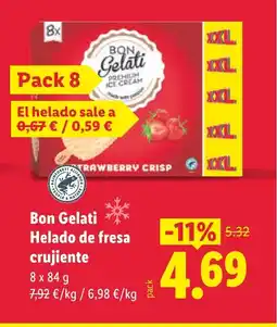 Lidl BON GELATI Helado de fresa crujiente oferta