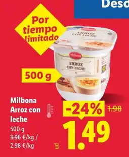 Lidl MILBONA Arroz con leche oferta