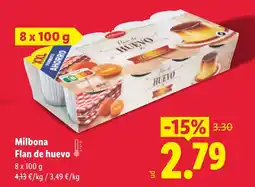 Lidl MILBONA Flan de huevo oferta