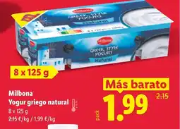 Lidl MILBONA Yogur griego natural oferta