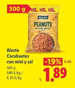 Lidl ALESTO Cacahuetes con miel y sal oferta