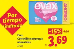 Lidl EVAX Cottonlike compresas normal alas oferta
