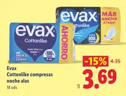 Lidl EVAX Cottonlike compresas noche alas oferta
