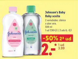 Lidl JOHNSON'S BABY Baby aceite oferta