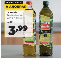 Alimerka LA MASÍA Aceite de oliva 0,4° o 1° oferta