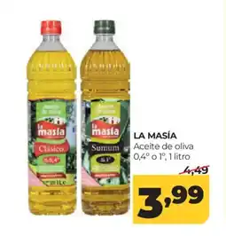 Alimerka LA MASÍA Aceite de oliva 0,4° o 1° oferta