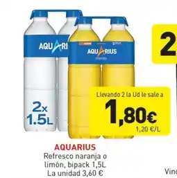 Hiperber AQUARIUS Refresco naranja o limón, bipack oferta