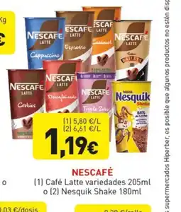 Hiperber NESCAFÉ Café Latte variedades oferta