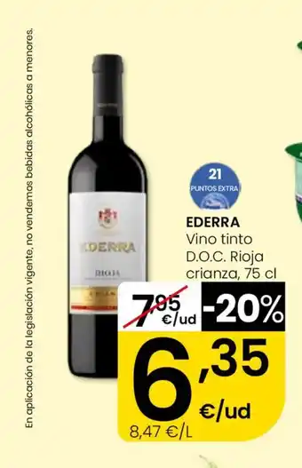 EDERRA Vino tinto D.O.C. Rioja crianza