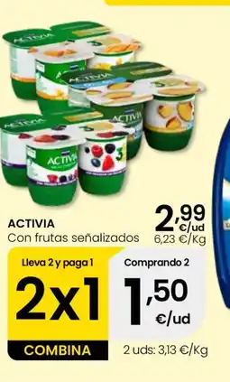 Eroski ACTIVIA Con frutas señalizados oferta