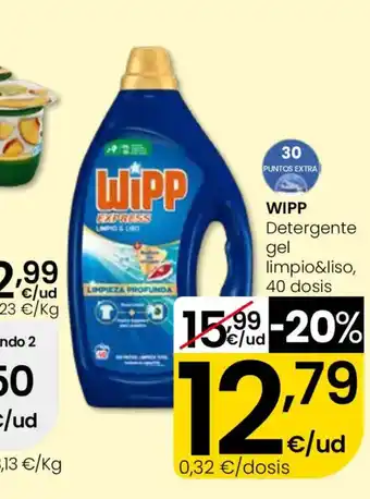 WIPP Detergente gel limpio&liso, 40 dosis