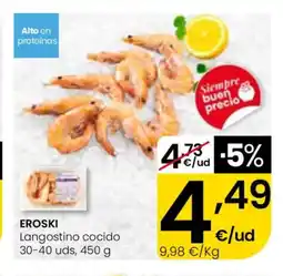 Eroski EROSKI Langostino cocido 30-40 uds oferta