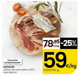 Eroski HOZADOR Jamón de cebo ibérico 50% raza ibérica oferta