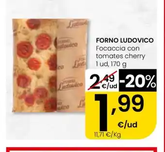 Eroski FORNO LUDOVICO Focaccia con tomates cherry oferta