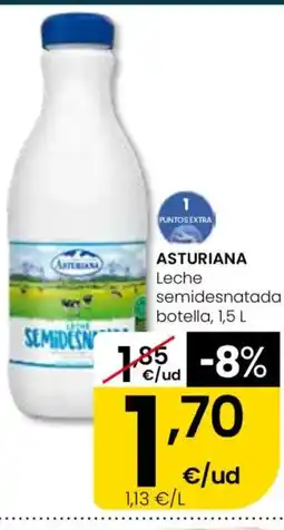 Eroski ASTURIANA Leche semidesnatada botella oferta