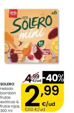 Eroski SOLERO Helado bombón frutas exóticas & frutos rojos oferta