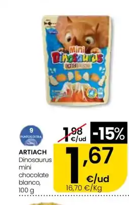 Eroski ARTIACH Dinosaurus mini chocolate blanco oferta