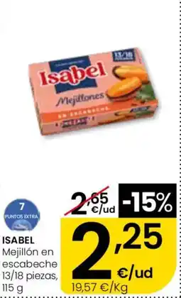 Eroski ISABEL Mejillón en :escabeche 13/18 piezas oferta