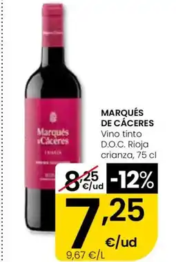 Eroski MARQUÉS DE CÁCERES Vino tinto D.O.C. Rioja crianza oferta