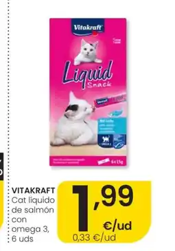 Eroski VITAKRAFT Cat líquido de salmón conomega 3, 6 uds oferta