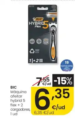 Eroski BIC Máquina afeitar hybrid 5 flex + 2 cargadores oferta