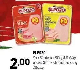 Coviran ELPOZO York Sándwich o Pavo Sándwich lonchas oferta