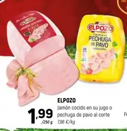 Coviran ELPOZO Jamón cocido en su jugo o pechuga de pavo al corte oferta