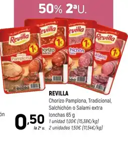 Coviran REVILLA Chorizo Pamplona, Tradicional, Salchichón o Salami extra lonchas oferta