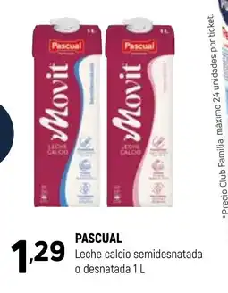 Coviran PASCUAL Leche calcio semidesnatada o desnatada oferta