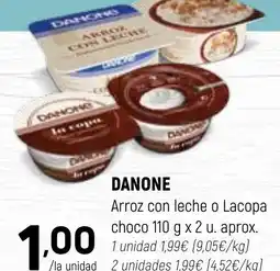 Coviran DANONE Arroz con leche o Lacopa choco oferta