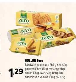 Coviran GULLÓN Zero Sándwich chocolate galletas Fibra chip choco oferta
