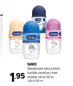 Coviran SANEX Desodorante extra control, invisible, sensitive o men invisible roll-on oferta