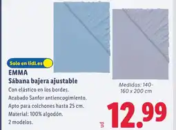 Lidl EMMA Sábana bajera ajustable oferta