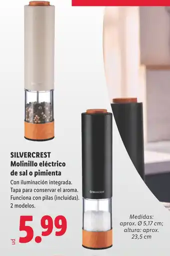 Lidl SILVERCREST Molinillo eléctrico de sal o pimienta oferta