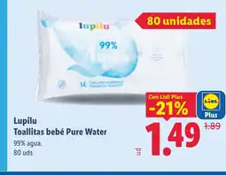 Lidl LUPILU Toallitas bebé Pure Water oferta