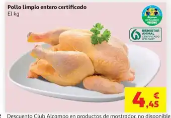 Alcampo Pollo limpio entero certificado oferta