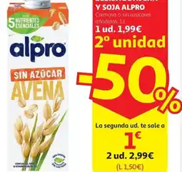 Alcampo ALPRO Bebida de avena y soja oferta