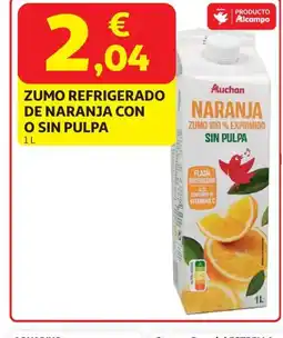 Alcampo Zumo refrigerado de naranja con o sin pulpa oferta