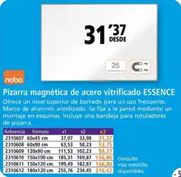 Folder NOBO Pizarra magnética de acero vitrificado essence oferta
