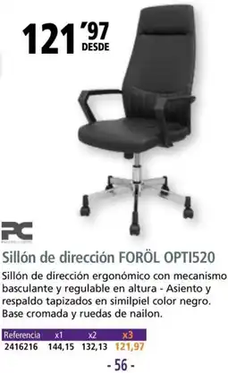 Folder Sillón de dirección foröl opti520 oferta