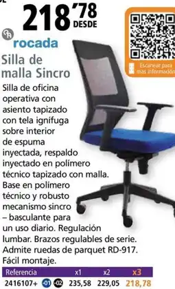 Folder ROCADA Silla de malla Sincro oferta