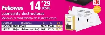 Folder FELLOWES Lubricante destructoras oferta