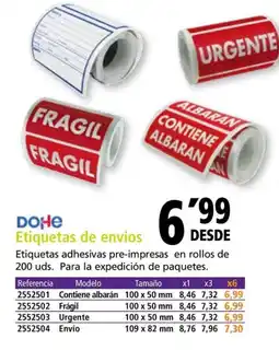 Folder DOHE Etiquetas de envíos oferta