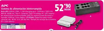 Folder APC Sistema de alimentación ininterrumpida oferta