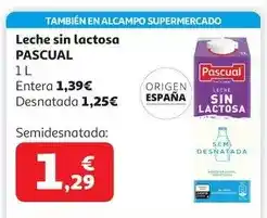 Alcampo Leche sin lactosa entera pascual 1l oferta