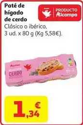 Alcampo Pate de higado de cerdo auchan 3x80 g oferta