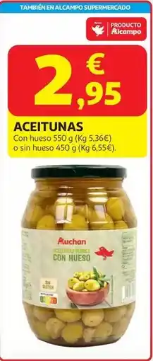 Alcampo Aceituna frasco con hueso auchan 550 grs oferta