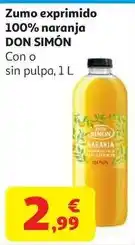 Alcampo Zumo fresco exprimido d.simon pet 1l. naranja c/pulpa oferta