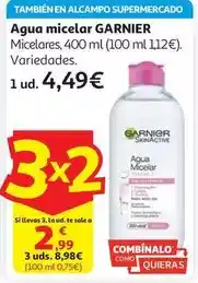 Alcampo Agua micelar skin naturals face garnier 400 ml oferta