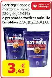 Alcampo Porridge cacao auchan eat & move 220 g oferta